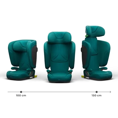 Kinderkraft ▫️ UNITY 2 i-Size, Cadeira auto dobrável 100–150 cm, Aproximadamente dos 3,5 aos 12 anos, Apoio de cabeça ajustável, Estofo com sistema AIR FLOW, Encosto ajustável em 5 posições, Verde 4