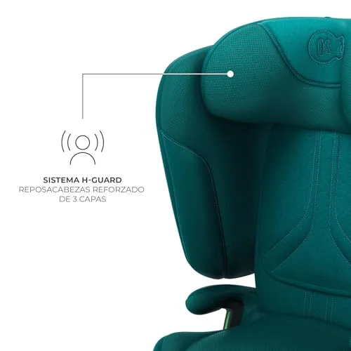 Kinderkraft ▫️ UNITY 2 i-Size, Cadeira auto dobrável 100–150 cm, Aproximadamente dos 3,5 aos 12 anos, Apoio de cabeça ajustável, Estofo com sistema AIR FLOW, Encosto ajustável em 5 posições, Verde 5