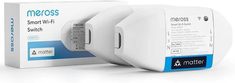 meross ▫️ Interruptor inteligente Matter, interrutor WiFi 16A com configuração simples Matter (MSS) e monitoramento de energia, DIY universal compatível com Apple Home, Alexa e Google Home, 2 PCS