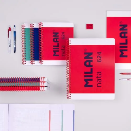 MILAN ▫️ ® Caderno A5 com espiral e capa dura, papel pautado, 80 folhas de 95 g/m², coleção creme®, verde 5