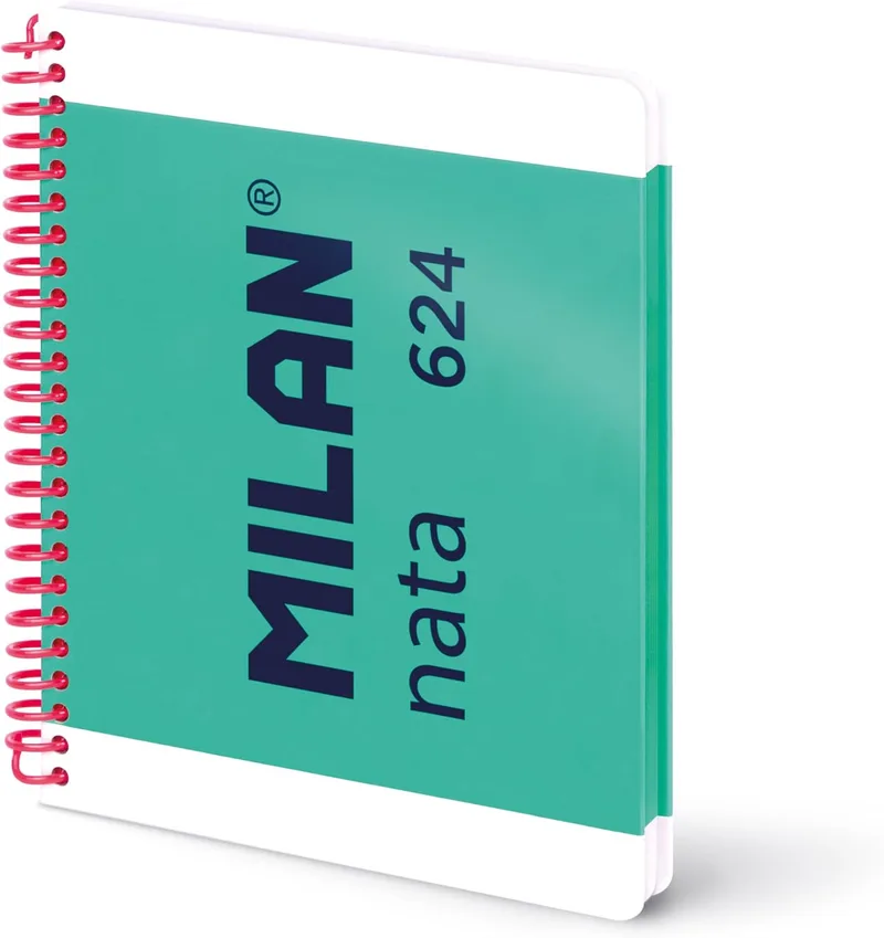 MILAN ▫️ ® Caderno A5 com espiral e capa dura, papel pautado, 80 folhas de 95 g/m², coleção creme®, verde