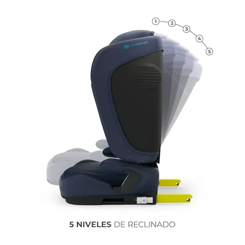 Kinderkraft ▫️ UNITY 2 i-Size, Cadeira auto dobrável 100–150 cm, dos 3,5 aos 12 anos aproximadamente, Apoio de cabeça ajustável, Estofo com sistema AIR FLOW, Encosto ajustável em 5 posições, Azul 2