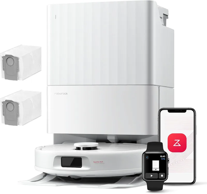 roborock ▫️ Conjunto do aspirador robô QV 35A, duas esfregonas giratórias eleváveis, branco | 8000 Pa de sucção, escovas anti-emaranhamento, tecnologia reativa para evitar obstáculos