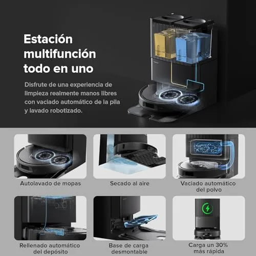 roborock ▫️ Conjunto do aspirador robô QV 35A, com duas esfregonas giratórias retráteis, preto 3