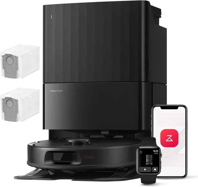 roborock ▫️ Conjunto de aspirador robô QV 35A, com duas esfregonas giratórias eleváveis, preto