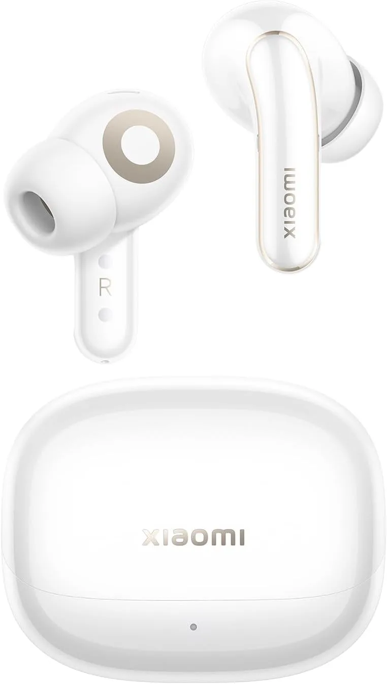 XIAOMI ▫️ Buds 5 Pro, auscultadores sem fios, com cancelamento de ruído, Harman Audio EFX, Qualcomm aptX Lossless Audio, design ergonómico, autonomia da bateria até 36 horas, branco (versão Bluetooth)