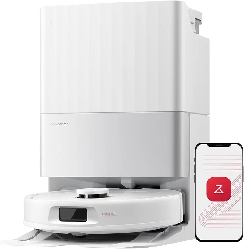 roborock ▫️ Aspirador de pó Qrevo S5V Robot Aspiração 12.000Pa, escova dupla anti-emaranhado, prevenção inteligente de obstáculos, esfregona de elevação dupla giratória, esvaziamento automático e recarga, branco