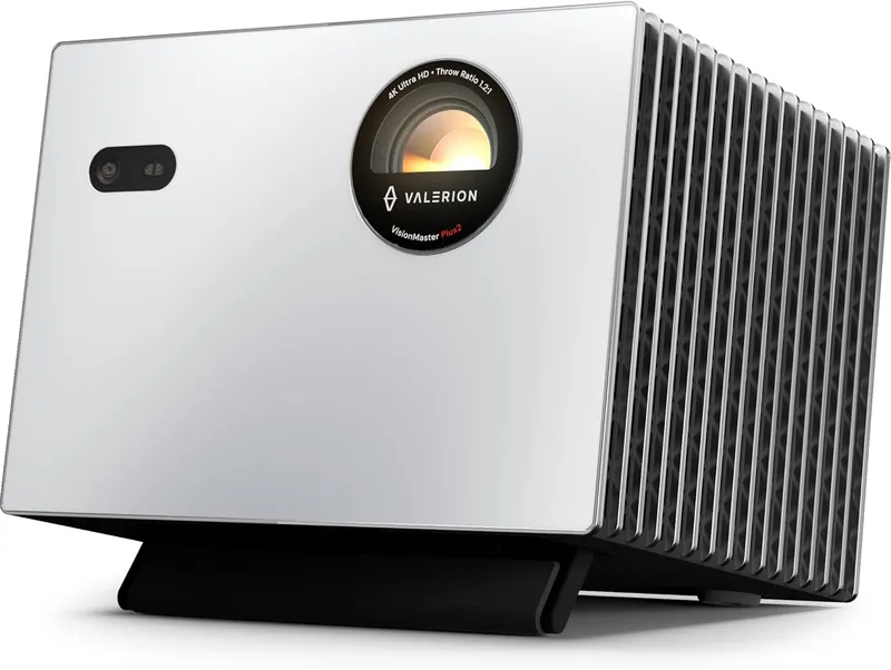 Valerion ▫️ StreamMaster Plus2 - Projetor a laser triplo, 2 vezes mais rápido, baixa latência de 4 ms, 4K UHD com IA, HDR10+, IMAX, Dolby Vision e Atmos, compatível com o Google Smart Home