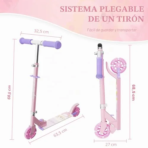 MEE GOO ▫️ Patinete infantil em alumínio, dobrável, com altura ajustável, travão de mão e campainha, para crianças a partir dos 8 anos 2
