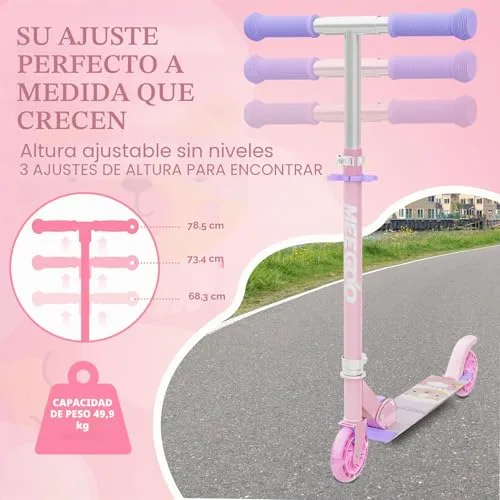 MEE GOO ▫️ Patinete infantil em alumínio, dobrável, com altura ajustável, travão de mão e campainha, para crianças a partir dos 8 anos 3