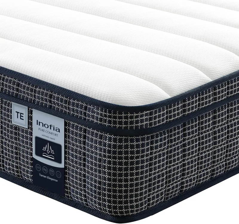 Inofia ▫️ Colchão 120 × 200 Tartan-E Colchão de molas ensacadas de 7 zonas com gel refrescante HermoReg - Colchão ortopédico de 28 cm com espuma viscoelástica, certificado Oeko-Tex 100 + 100 noites de sono
