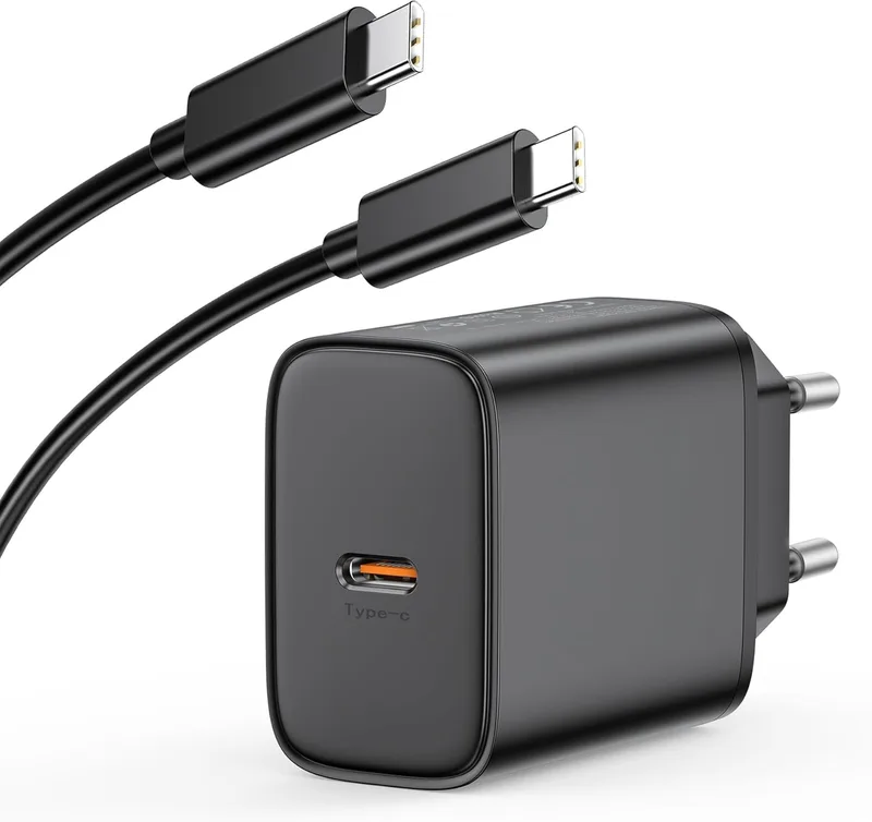 BHHB ▫️ Carregador de 45 W com carregamento rápido para Samsung Galaxy S25/S24/S23/S23+/S23 Ultra/S22/S21/S20/Note20/10/9/8/A73/A53/S10, iPhone 17/16/15 com cabo de 2 m, adaptador de carregamento USB-C com cabeça preta, carregador rápido