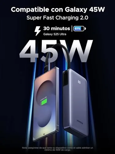 UGREEN ▫️ Nexode 45 W Power Bank 20 000 mAh Bateria Externa Portátil Carregamento Rápido 3