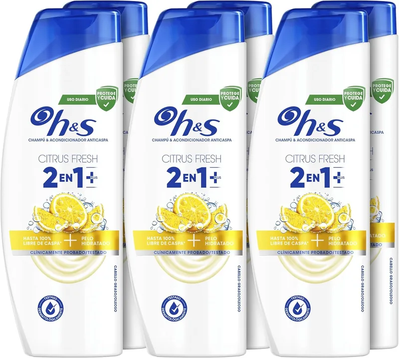 h&s ▫️ Citrus Fresh 2in1 Plus Champô e Amaciador Anti-Caspa 300ml. Actua contra a caspa, a oleosidade e a comichão desde a primeira lavagem. Cabelo sem caspa + hidratado. Limpa o couro cabeludo e o cabelo oleosos.