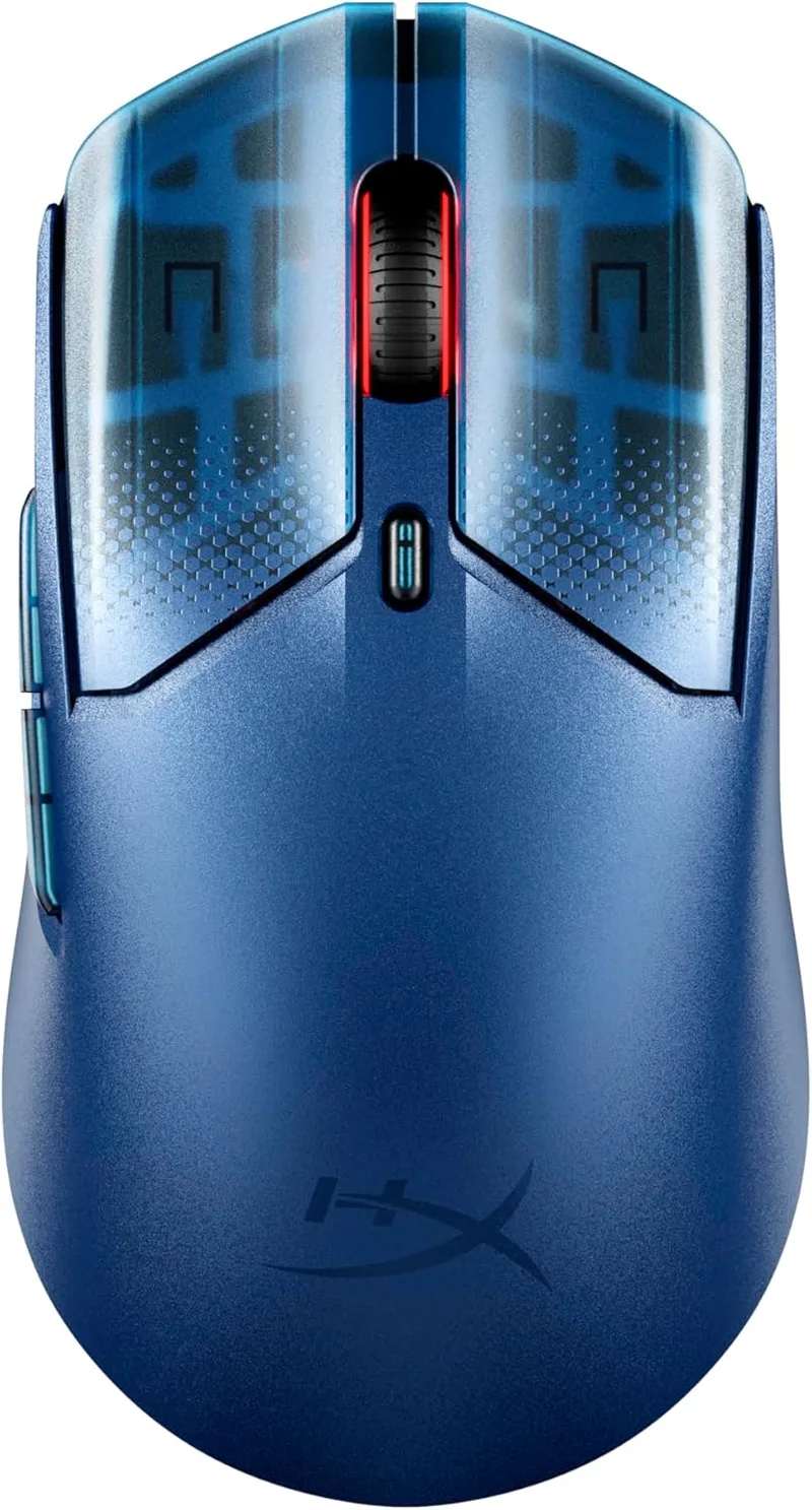HyperX ▫️ Pulsefire Haste 2 S - Rato para jogos sem fios, estrutura em magnésio, ultraleve (64 g), autonomia de 120 horas, patins em vidro, sensor de 26K, cor azul