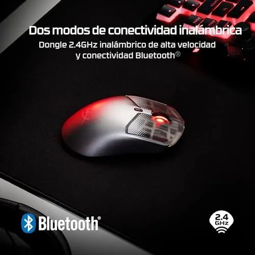 HyperX ▫️ Pulsefire Haste 2 S - Rato para jogos sem fios, estrutura em magnésio, ultraleve (64 g), autonomia de 120 horas, patins em vidro, sensor de 26K, cor prateada 5