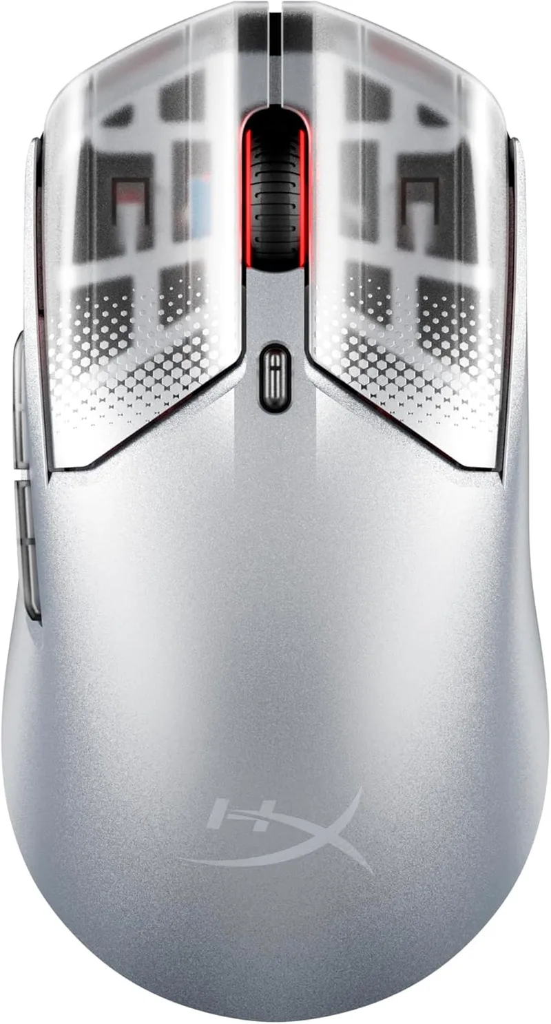 HyperX ▫️ Pulsefire Haste 2 S - Rato para jogos sem fios, estrutura em magnésio, peso ultra-leve 64g, bateria de 120h, patins de vidro, sensor 26K, cor prateada