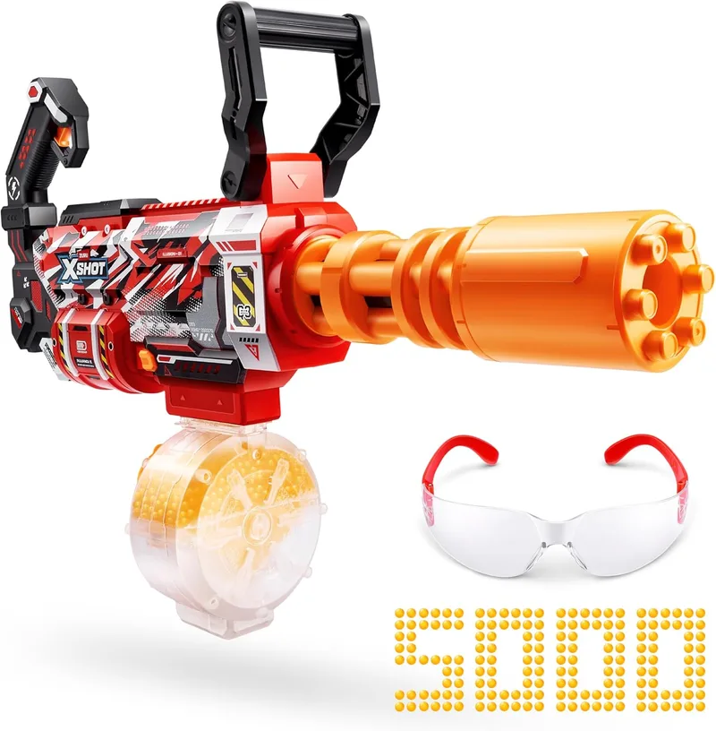 XSHOT ▫️ Hyper Gel Motorized Gatling Blaster com 5 000 bolinhas de gel da ZURU