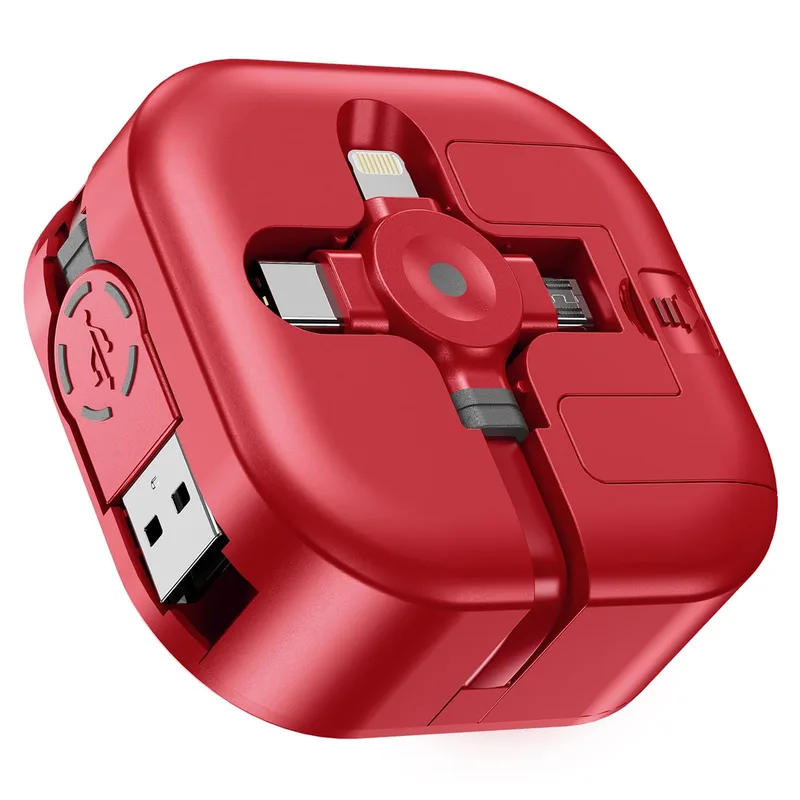 ASICEN ▫️ Cabo USB multisserviço retrátil de 1,2 m, com suporte para carregamento rápido, 4 em 1