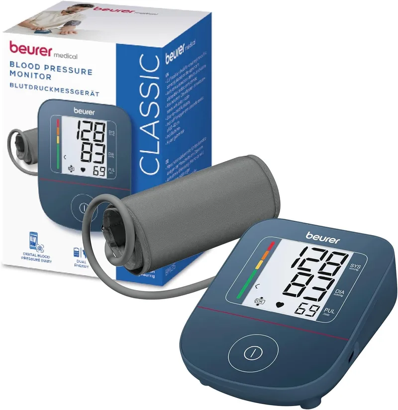 Beurer ▫️ BM 25 Monitor de tensão arterial para o braço, funcionamento simples com um botão, medição exacta, deteção de arritmia, com porta USB-C, braçadeira para 22-42 cm, transferência de dados para Apple Health e muito mais