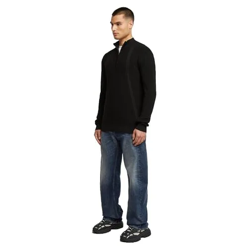 G-STAR ▫️ 8719965012981 Camisola para homem Structure Half Zip Knit, Preto escuro (Dk Black) D26726-c868-6484, XXL 6