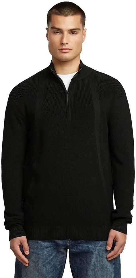 G-STAR ▫️ 8719965012981 Camisola para homem Structure Half Zip Knit, Preto escuro (Dk Black) D26726-c868-6484, XXL