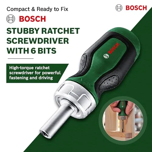 Bosch Professional ▫️ Chave de fendas de catraca da Bosch com ponta curta + 6 pontas 2