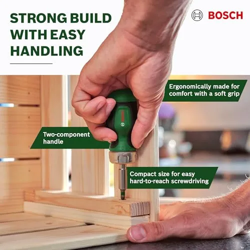 Bosch Professional ▫️ Chave de fendas de catraca da Bosch com ponta curta + 6 pontas 5