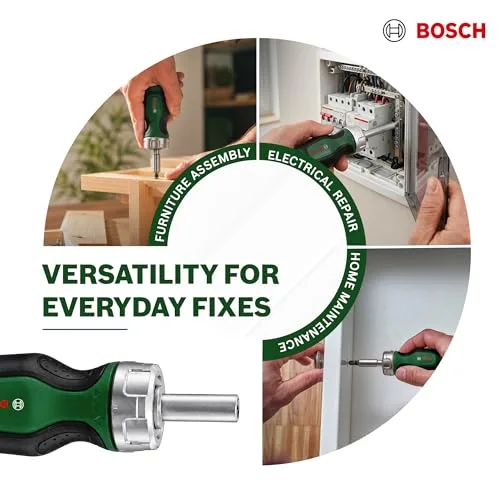 Bosch Professional ▫️ Chave de fendas de catraca da Bosch com ponta curta + 6 pontas 6