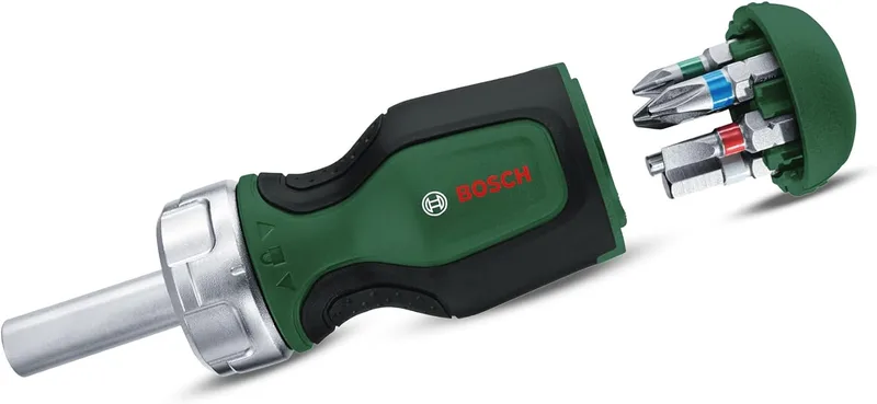 Bosch Professional ▫️ Chave de fendas de catraca da Bosch com ponta curta + 6 pontas