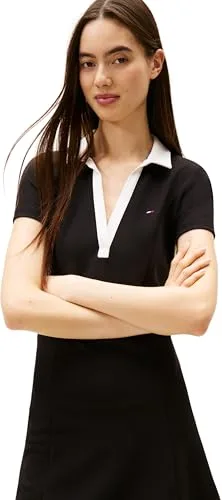 Tommy Jeans ▫️ Vestido estilo polo para mulher, corte contrastante, tipo «fit & flare», mini 3