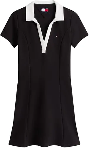Tommy Jeans ▫️ Vestido estilo polo para mulher, corte contrastante, tipo «fit & flare», mini 5