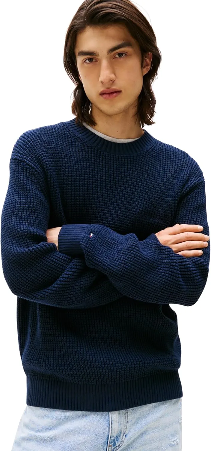 Tommy Jeans ▫️ Pulôver de malha Script Chunky Pullover para homem