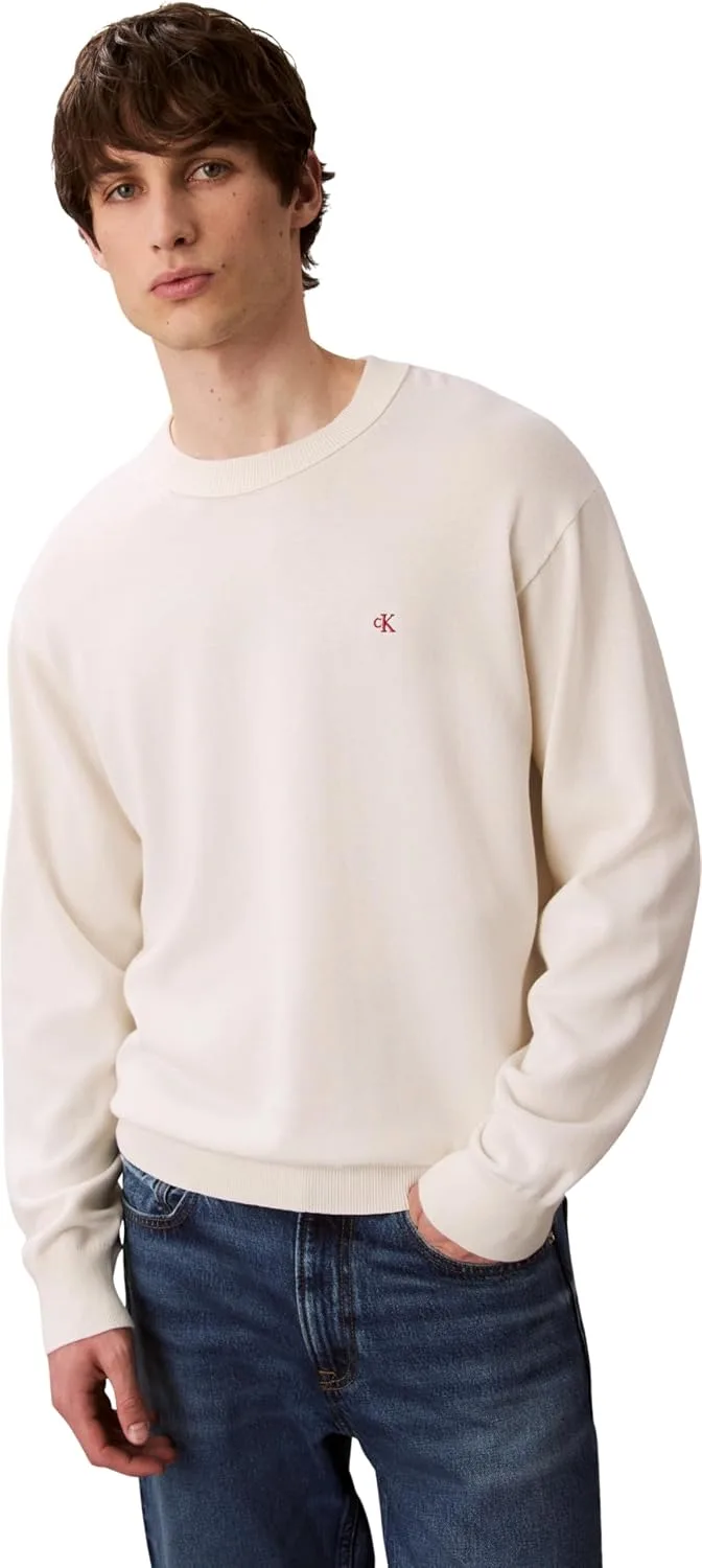 Calvin Klein ▫️ Camisola para homem, em algodão, de corte descontraído e com gola redonda