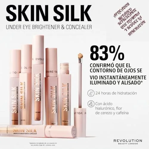 Revolution Beauty London ▫️ Revolution Skin Silk Radiant Serum - Iluminador para os olhos - Hidrata e suaviza com ácido hialurónico e esqualano - Vegan e sem testes em animais - Laranja escuro - 4 ml 3