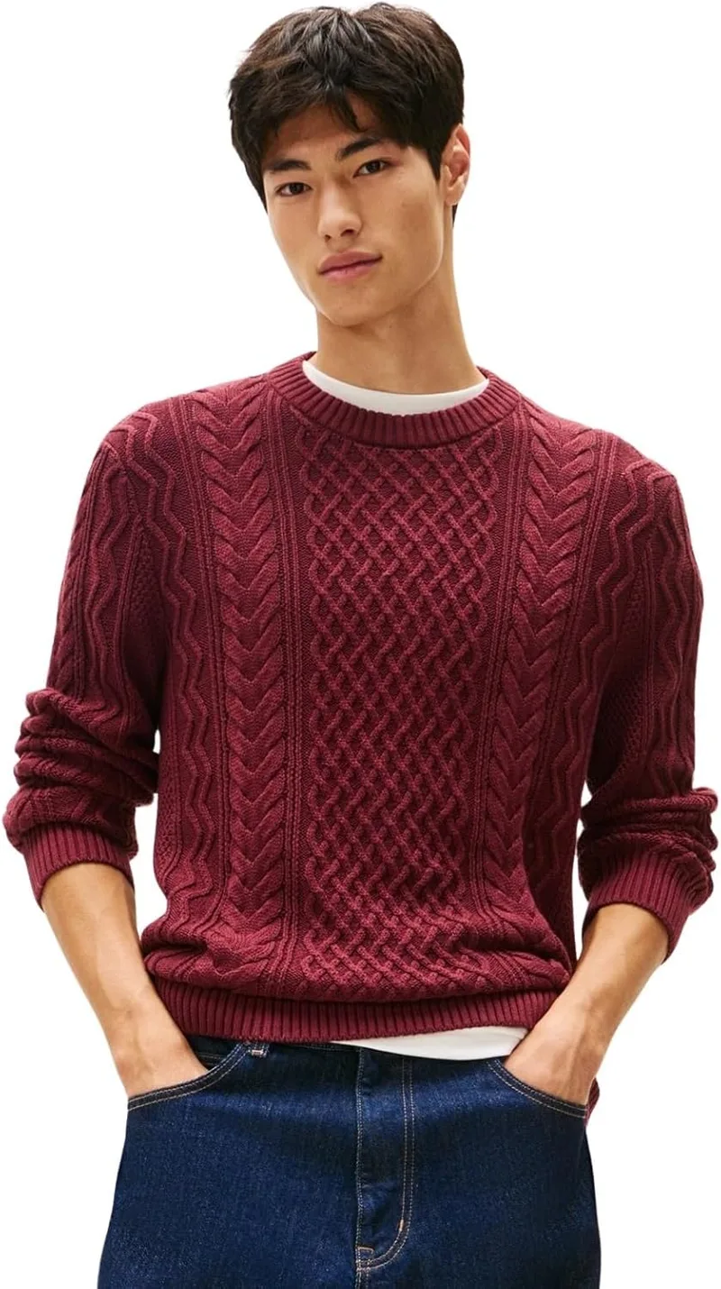 Camisola de malha com cabos Tommy Jeans para homem Camisola de malha entrançada
