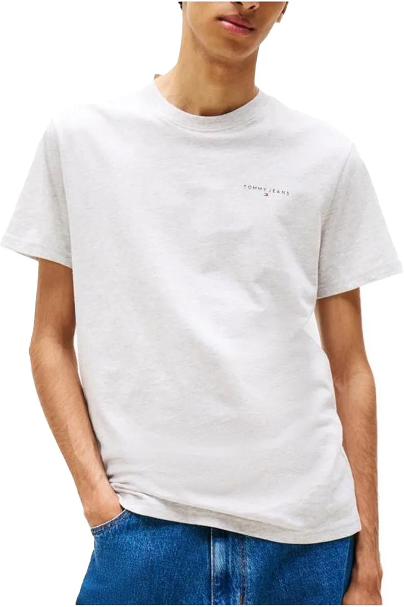 Tommy Jeans ▫️ Camisola de manga curta para homem Camisola de peito linear Slim Fit