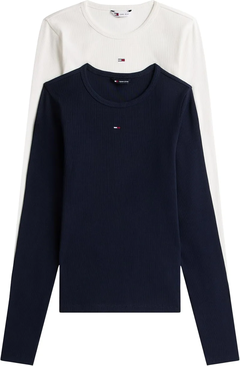Tommy Jeans ▫️ Camisolas de manga comprida, conjunto de 2, homem, corte justo, Essential Rib, gola redonda