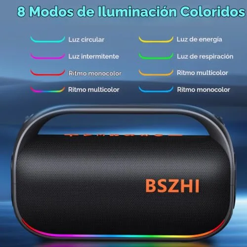 BSZHI ▫️ Altifalantes Bluetooth portáteis com dois subwoofers de 80 W, altifalante grande estéreo com graves potentes, som portátil, IPX6, sem fios, TWS, para uso ao ar livre, festas, (Preto) 5