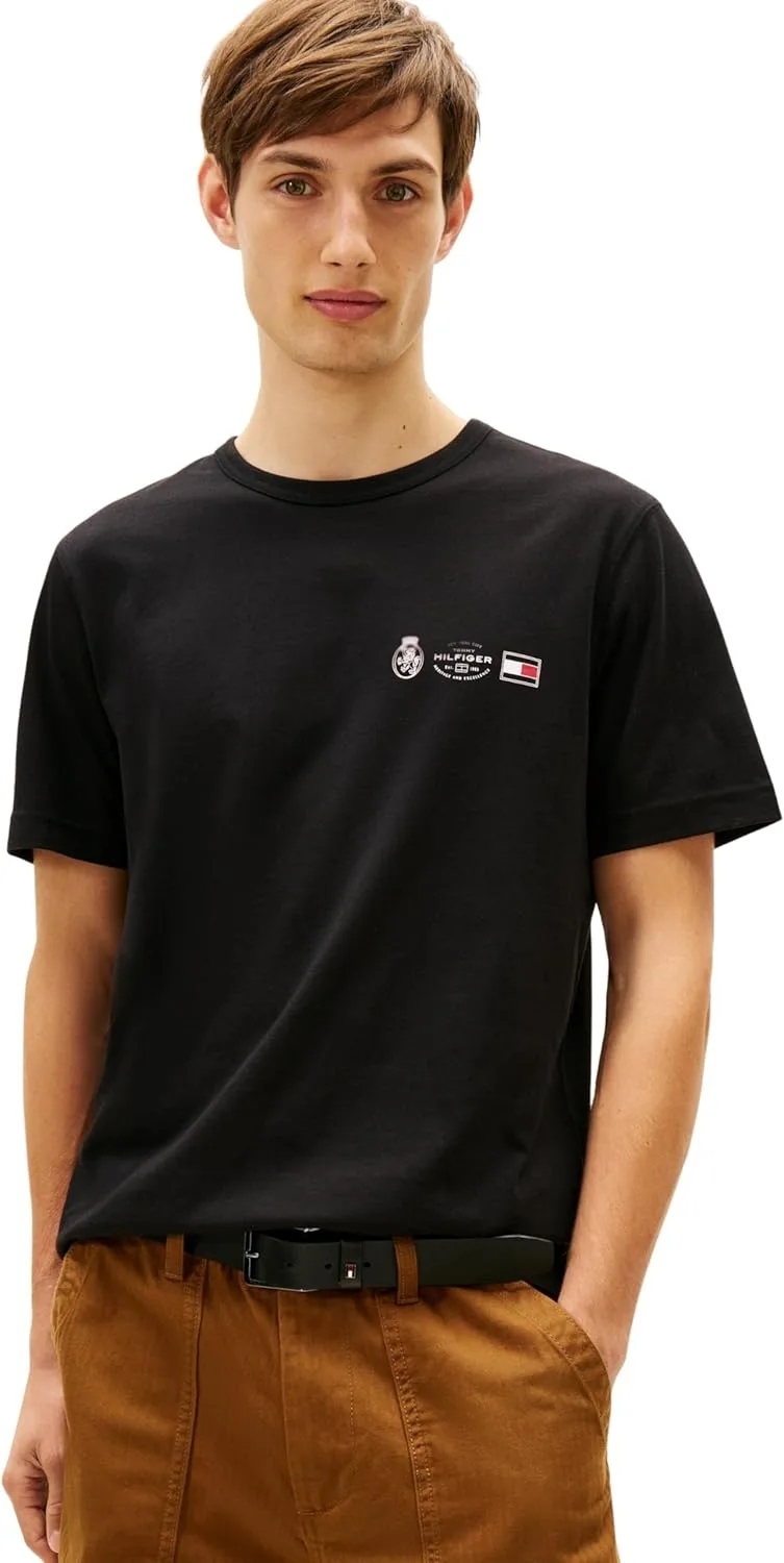 Tommy Hilfiger ▫️ Camisola Small Crest Outline Mw0mw40011, manga curta, para homem (pacote de 1)