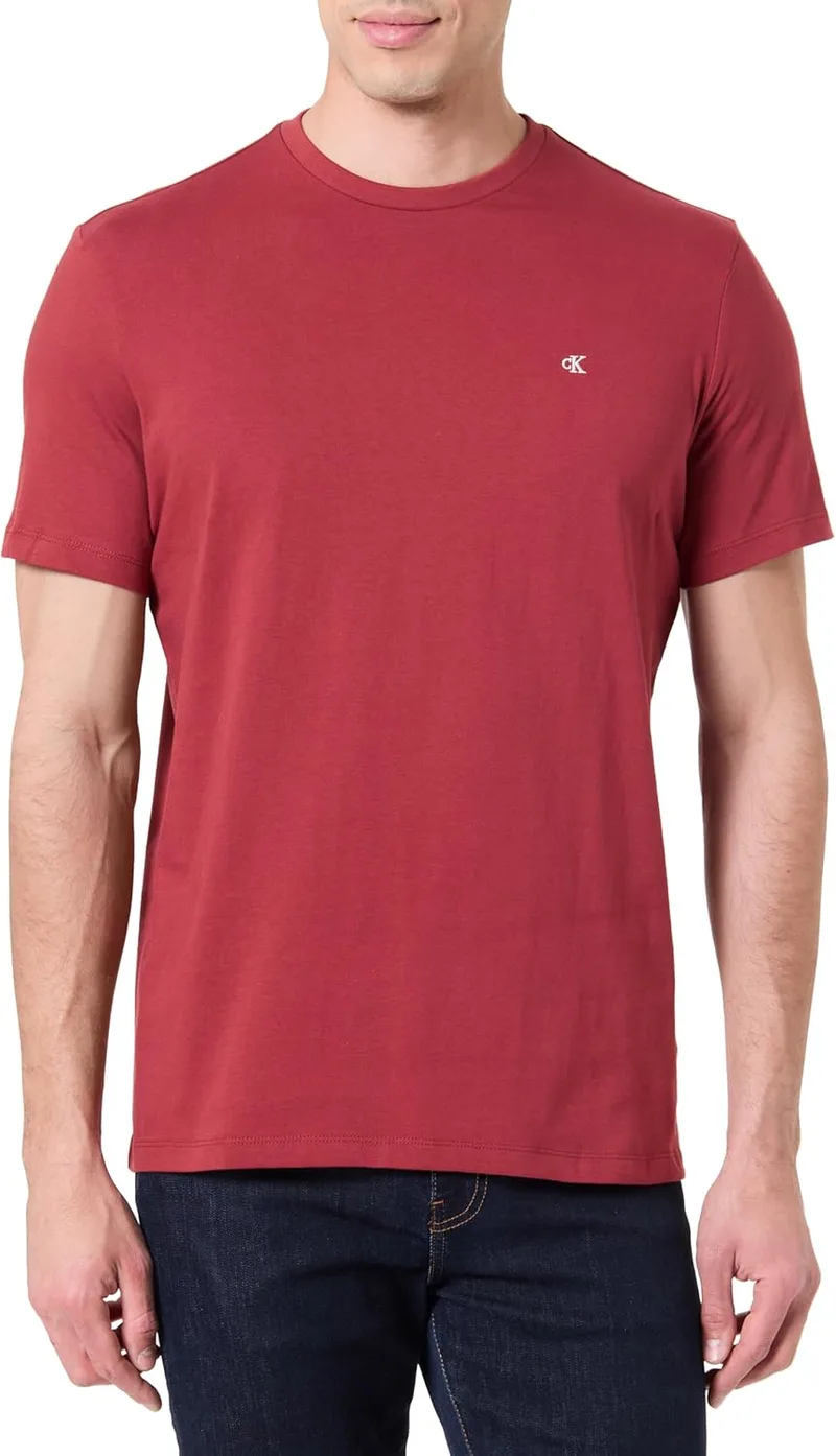 Calvin Klein ▫️ Camiseta de manga curta para homem, modelo Classic Monogram, com gola redonda