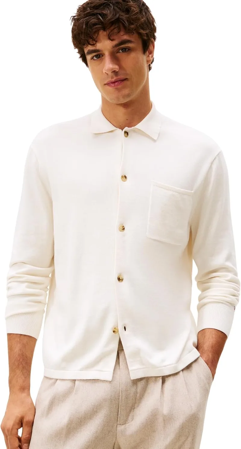 Tommy Hilfiger ▫️ Casaco de malha Essential Over Shirt para homem em algodão