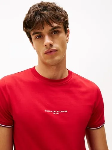 Tommy Hilfiger ▫️ Camiseta de manga curta para homem com logótipo «Tipped» e gola redonda 3