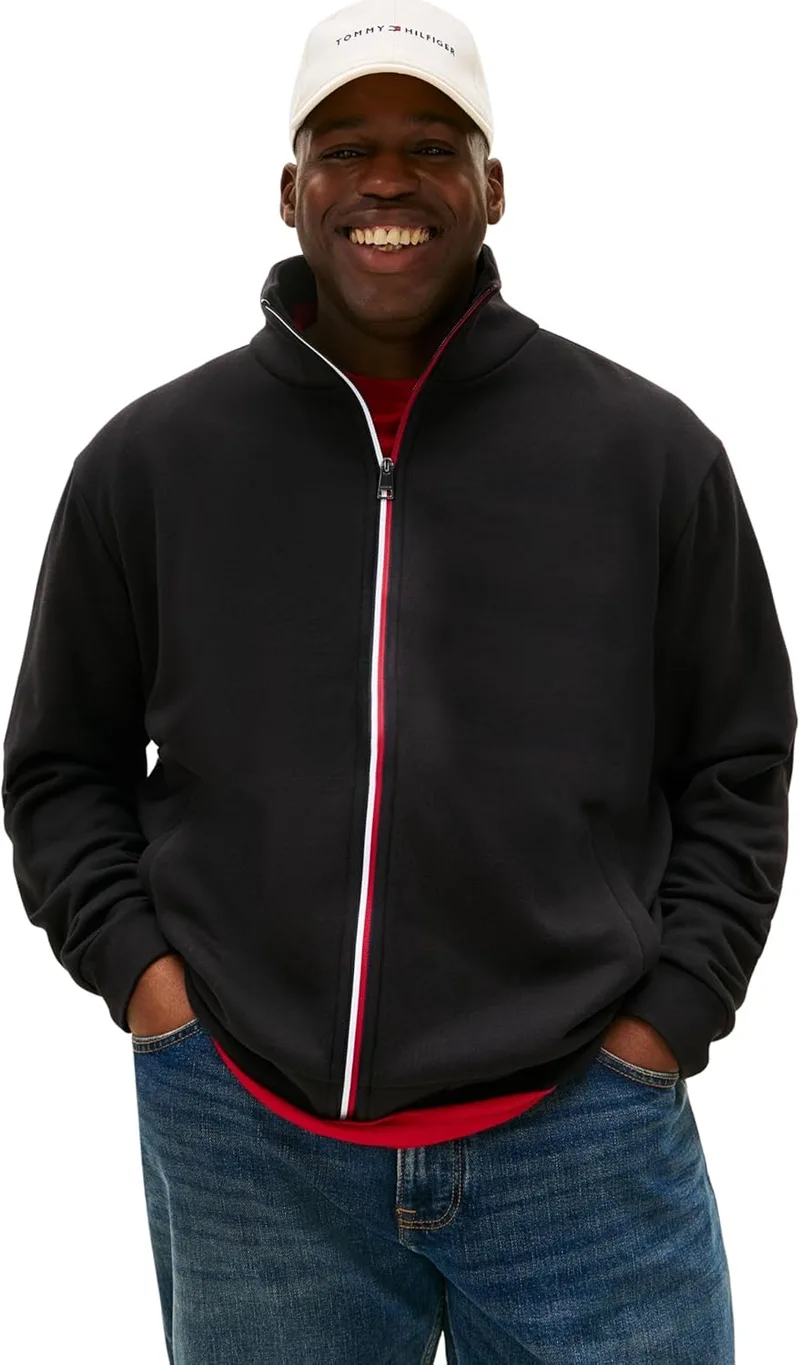 Tommy Hilfiger ▫️ BT-Global Stripe Zip Through-b Mw0mw42064 Moletom com capuz para homem (Pacote de 1)