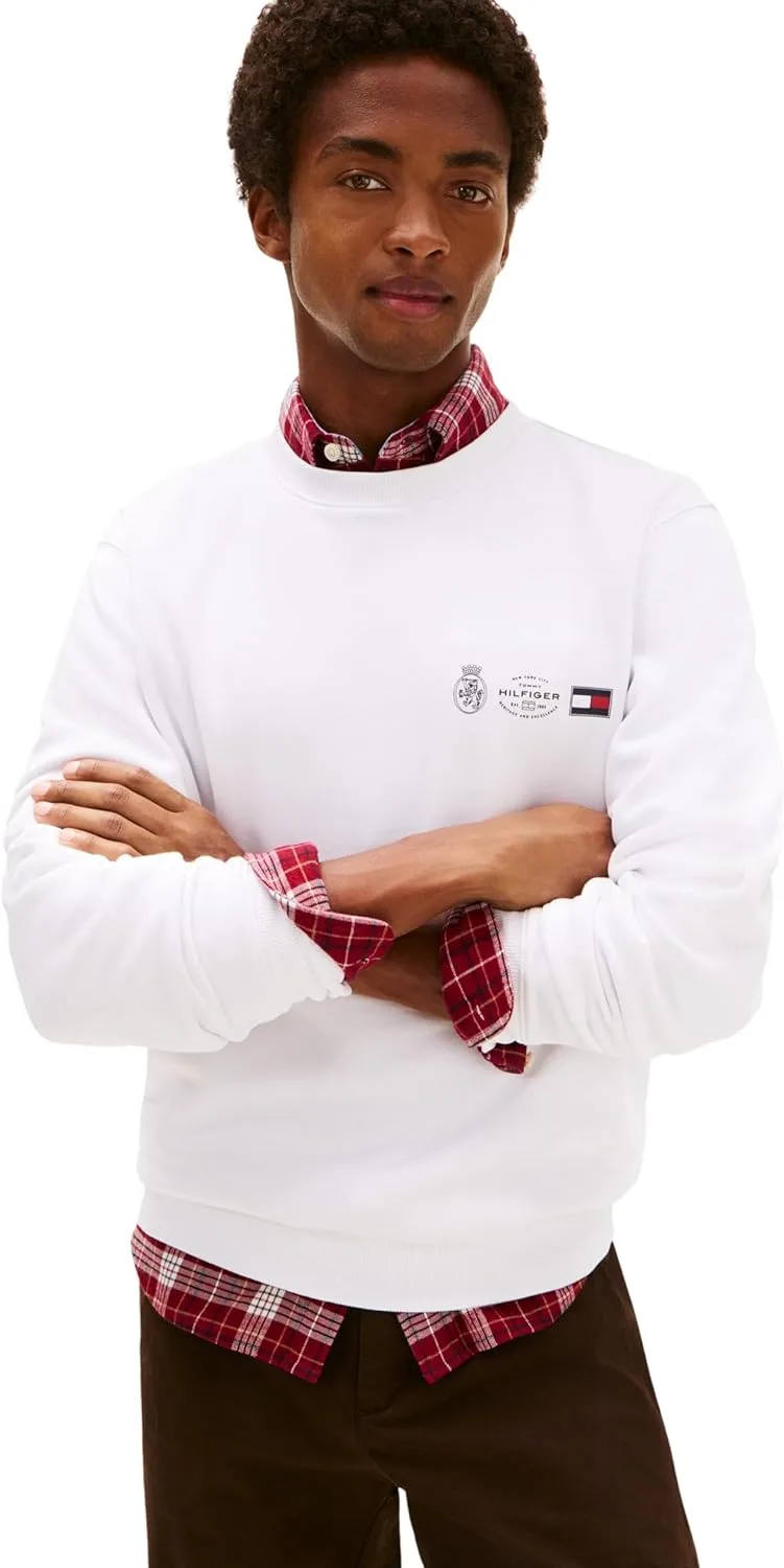 Tommy Hilfiger ▫️ Small Crest Outline Crew Neck Mw0mw40863 Sweatshirt sem botões para homem