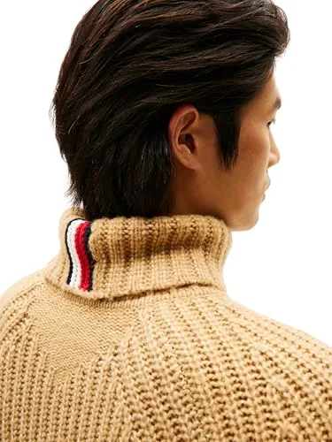 Tommy Hilfiger ▫️ Camisola de malha masculina com gola alta e canelado grosso 3