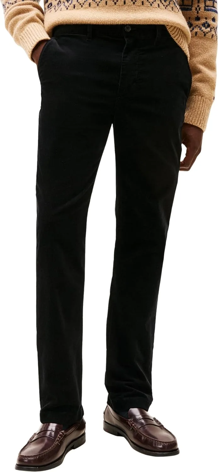 Tommy Hilfiger ▫️ Calças chino para homem Denton, em veludo de cordão, corte reto