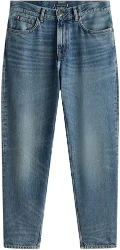 Tommy Hilfiger ▫️ Calças de ganga para homem, modelo Harlem Marcus, cinzentas, tamanho médio 5
