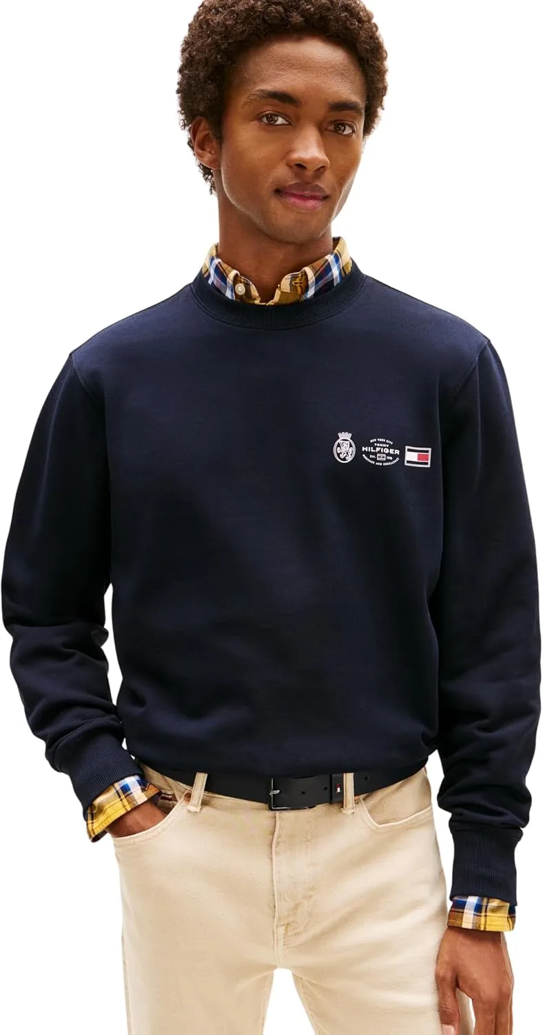 Tommy Hilfiger ▫️ Camisola para homem, tamanho S, com contorno do emblema e gola redonda