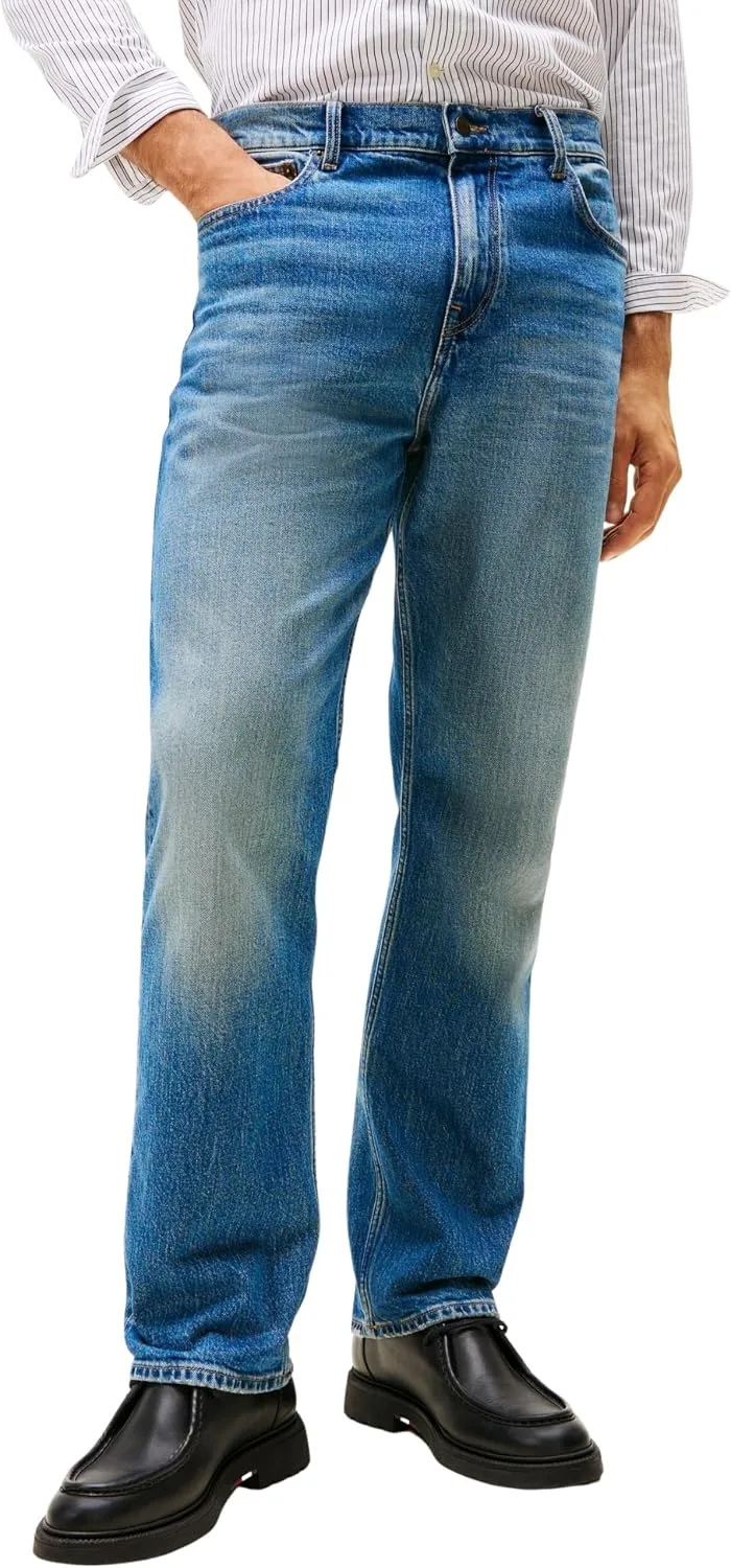 Tommy Hilfiger ▫️ Calças de ganga para homem, modelo Relaxed River Straight Leg